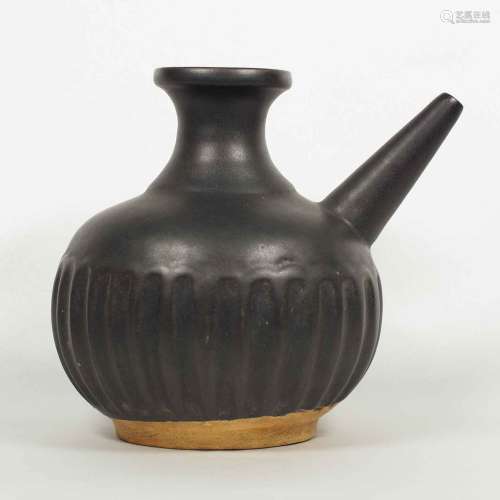 Black Glaze Fluted Kendi with Long Spout, Southern Song Dynasty