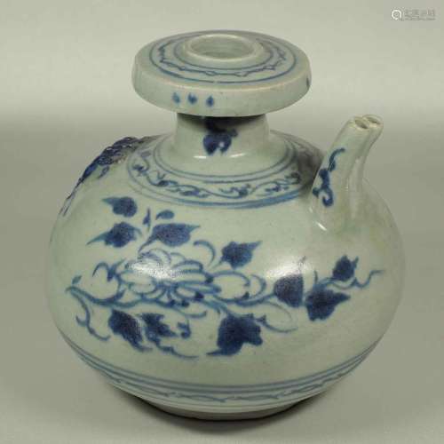 Kendi with Twin Spouts and Flower Design, Yuan-early Ming Dynasty