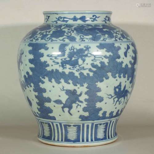 Large Jar with Mythical Beasts Design, late Ming Dynasty