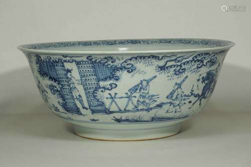 Massive Bowl with Narrative Scenes Design, 15th Century Ming Dynasty