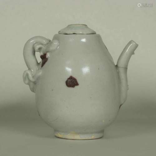 Ewer with Dragon Handle and Brown Spots, Yuan Dynasty