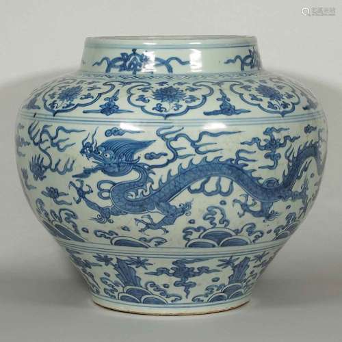 Massive Jar with Two Dragons Design, 15th Century Ming Dynasty