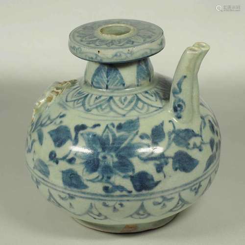 Kendi with Twin Spouts and Flower Design, Yuan-early Ming Dynasty