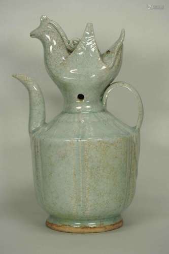 Qingbai Lobbed Ewer with Phoenix Top, Southern Song-Yuan Dynasty