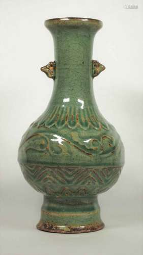 Longquan Vase with Leaf Scroll Design, Song Dynasty