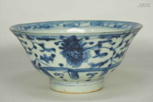 Bowl with Lotus Design and with Mark, Jiaqing, Qing Dynasty