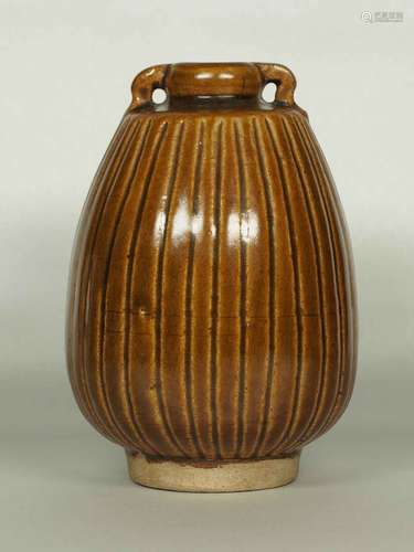 Brown Glaze Jarlet with Two Lugs, Sukhothai