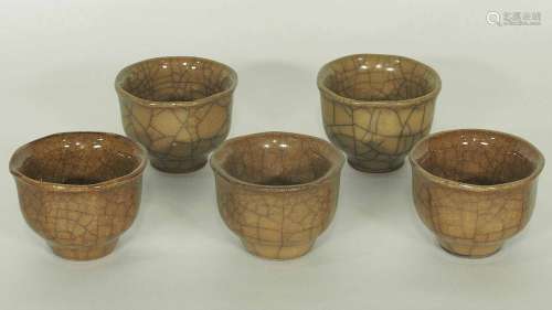 Set of 5 Guan Cups, Song Dynasty