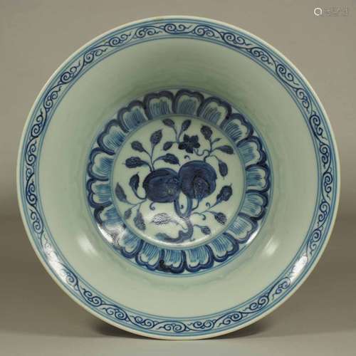 Washer with Peaches Design, Xuande Mark, Ming Dynasty