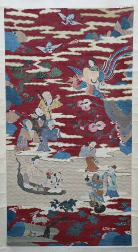 A Chinese Kesi Embroidery Panel of Eight Immortals