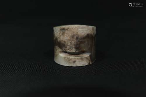A Chinese Carved Old Jade Ring