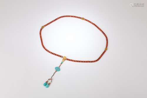 A Chinese  Coral Prayer Beads