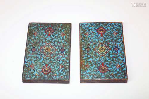 A Set of Two Chinese Cloisonne Pads
