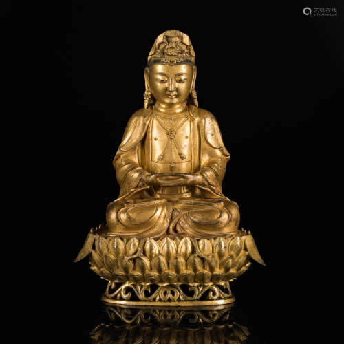 19th Style Gilt Brone Buddha