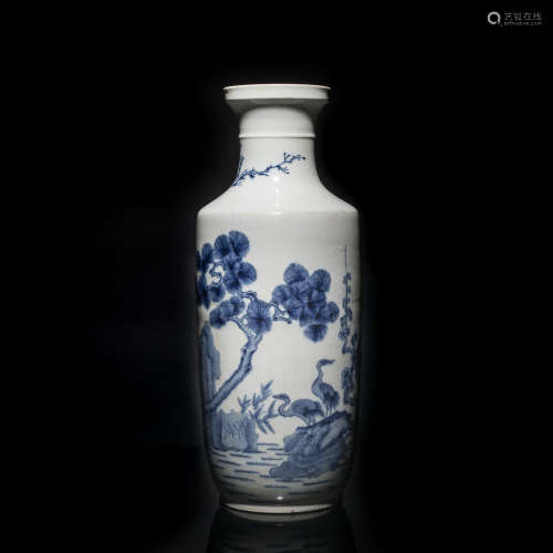 18th Antique Kangxi Blue & White Vase