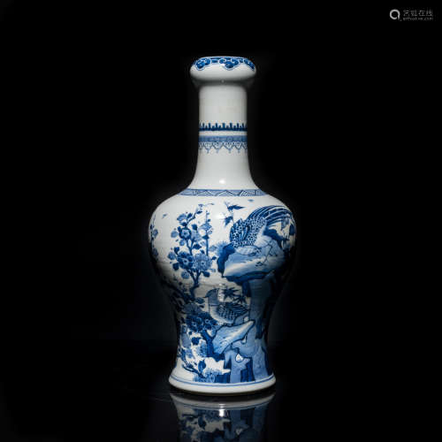 19th Antique Blue and White Porcelain Vase