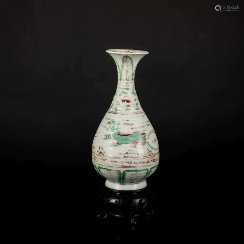 Antique Red and Green Glazed Vase