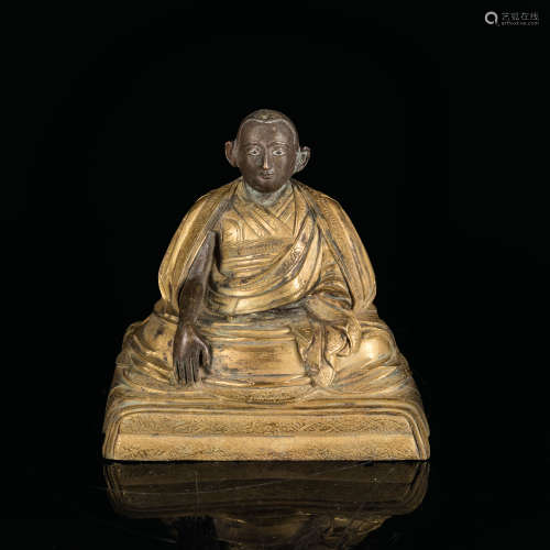 19th Antique Gilt Bronze Buddha