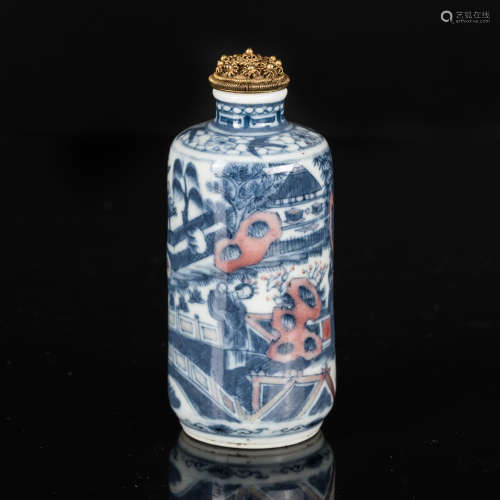 19th Antique Taokuang Porcelain Snuff Bottle