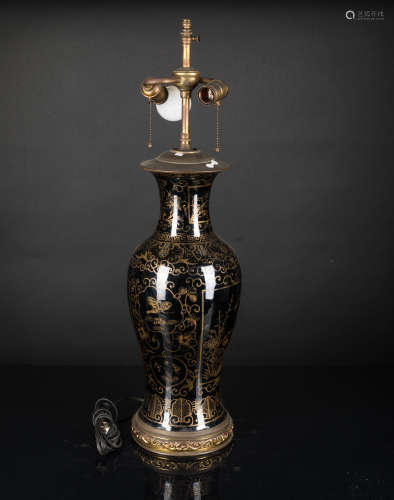 19th Antique Bronze Mounted Porcelain Lamp