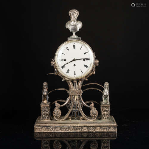 19th Antique Silver Plated Clock
