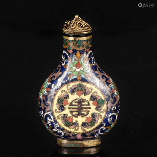 19th Antique Cloisonne Snuff Bottle