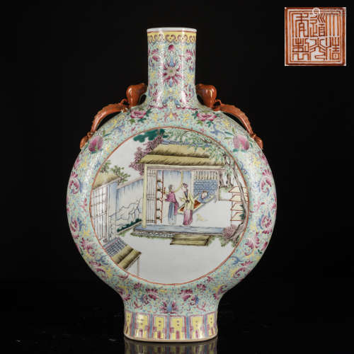 19th Antique Taokuang Mark Figural Vase