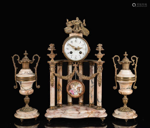 19th Antique French Clock & Garniture