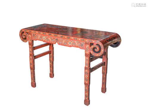 Antique Painted Lacquer Wood Table