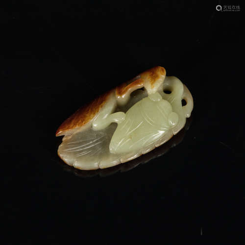 19th Antique Carved Yellow Jade Pendant