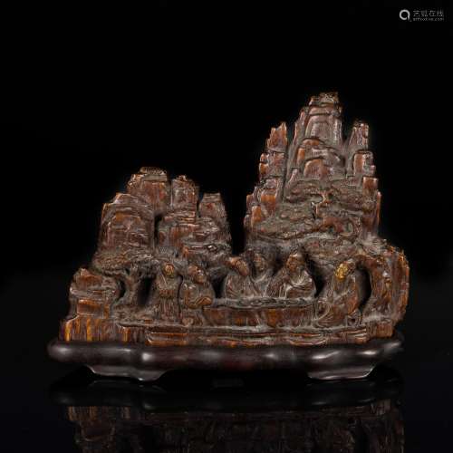 19th Antique Carved Agarwood Statue