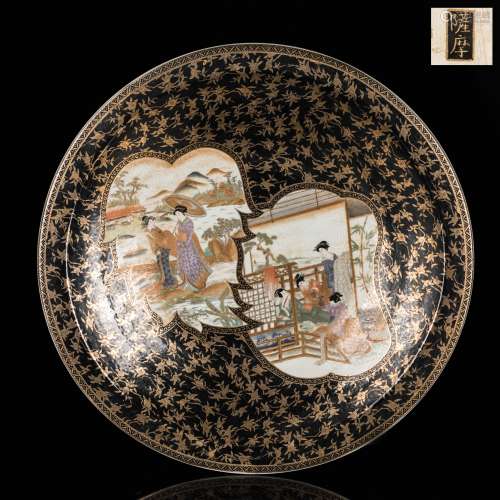 Japanese Antique Large Meiji Porcelain Dish