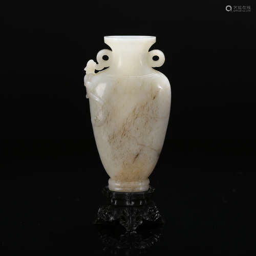 CHINESE WHITE JADE CHILONG VASE