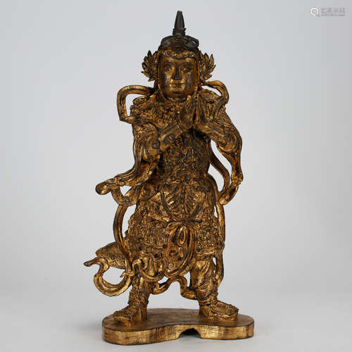 CHINESE GILT BRONZE FIGURE OF WEITUO