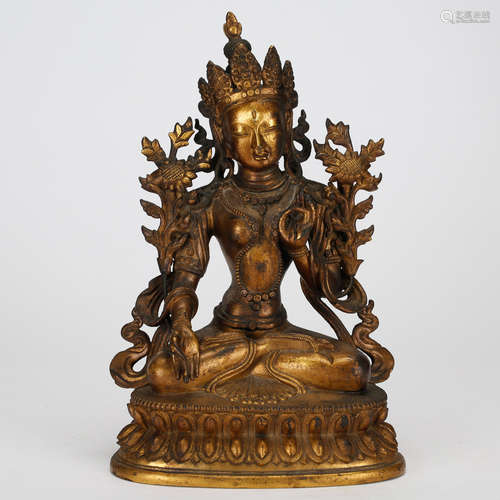 CHINESE GILT BRONZE TARA