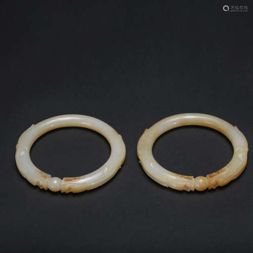 CHINESE JADE BANGLES, PAIR