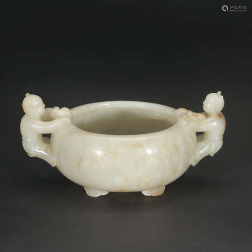 CHINESE CELADON JADE BRUSH WASHER