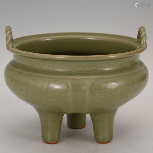 CHINESE CELADON GLAZED TRIPOD CENSER