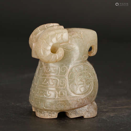 CHINESE ARCHAIC STYLE JADE SHEEP