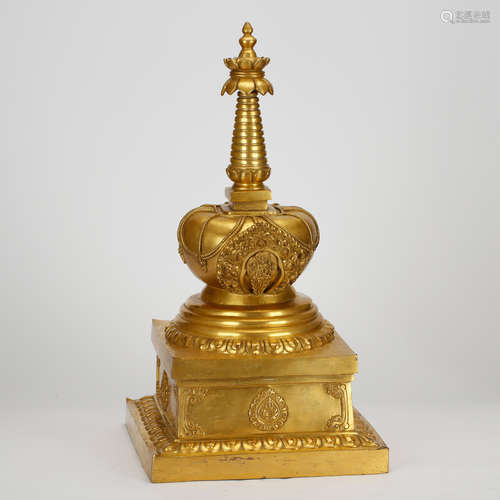 CHINESE GILT BRONZE STUPA