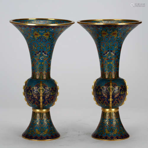 CHINESE CLOISONNE ENAMEL GU VASES