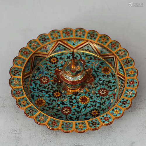 CHINESE CLOISONNE ENAMEL CANDLE STAND