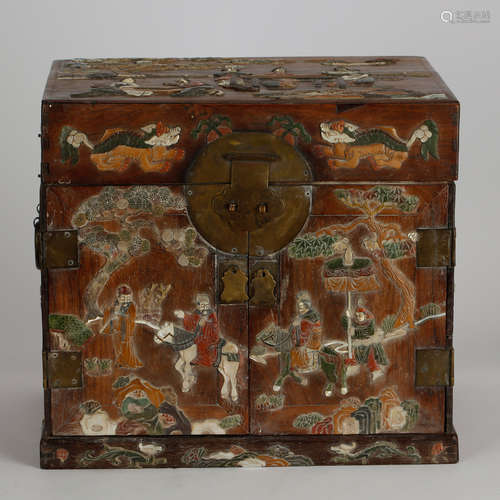 CHINESE HUANGHUALI WOOD CHEST WITH INLAIDS