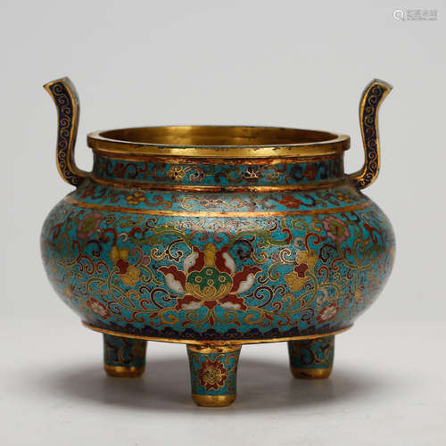 CHINESE CLOISONNE TRIPOD CENSER