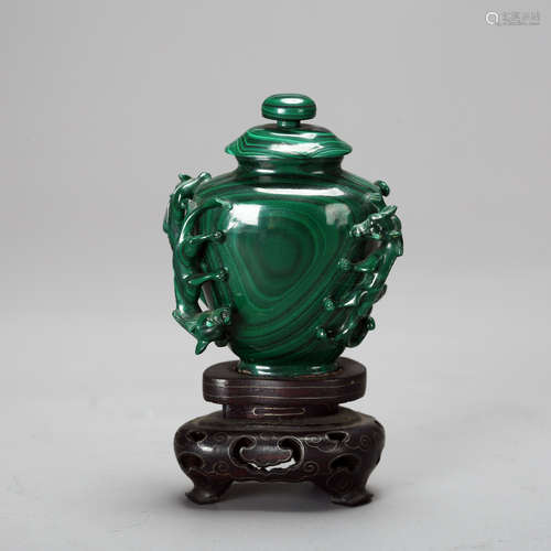 CHINESE MALACHITE COVER VASE