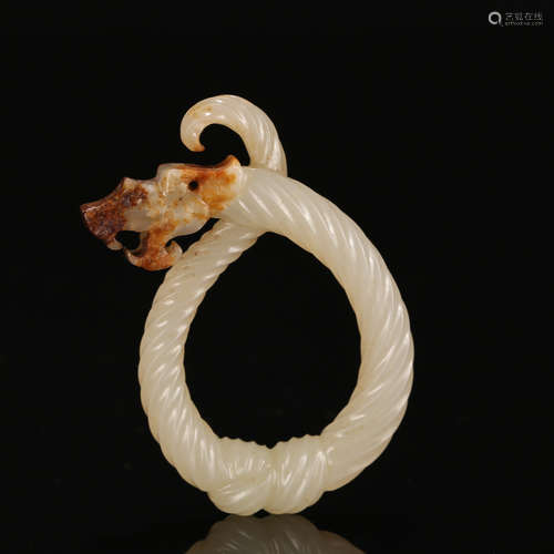 CHINESE WHITE JADE TWISTED DRAGON