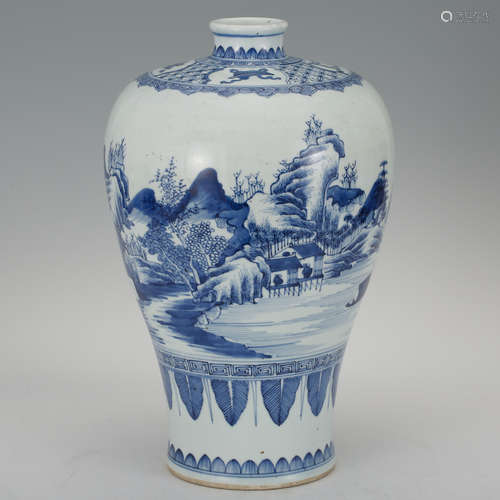 CHINESE BLUE AND WHITE MEIPING VASE