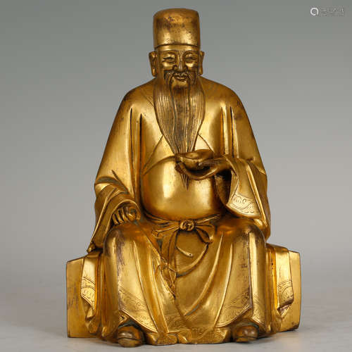 CHINESE GILT BRONZE DAOIST FIGURE