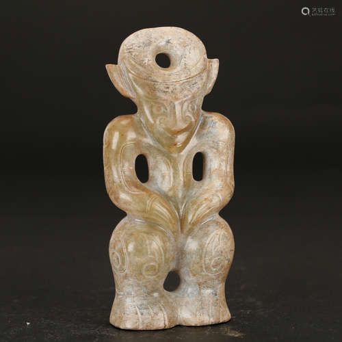 CHINESE ARCHAIC JADE FIGURINE