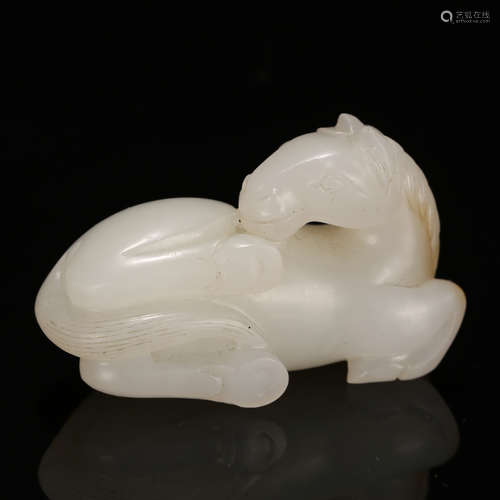 CHINESE WHITE JADE RECUMBENT HORSE